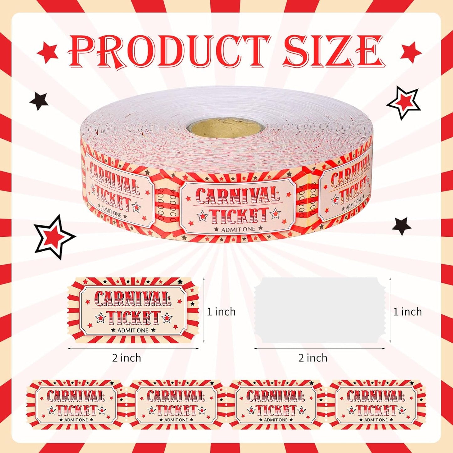 1000 Pcs Drink Ticket Single Raffle Tickets Roll Cocktail Design Free Drink Ticket for Events Wedding Work Formal Parties Leisure Class Reward