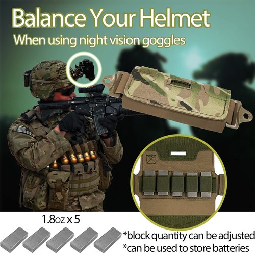 Sutekus Helmet Counterweight Tactical Helmet Balancing Weight Bag Counterbalance with Five Counter Blocks for OPS Fast BJ PJ MH (Camo)