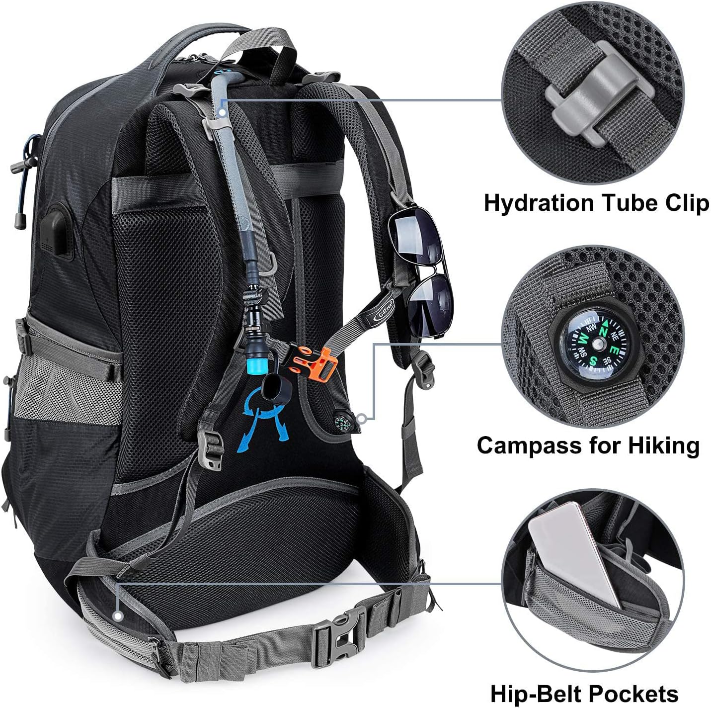 G4Free 50L Hiking Backpack Waterproof Daypack Outdoor Camping Climbing Backpack with Rain Cover for Men Women