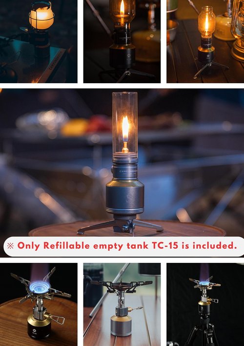 Replacement Empty Refillable Gas Fuel Cylinder EN417 Lindal Valve 15g Mini Tank with Refill Adapter for Camping Stove TC-15/Z15
