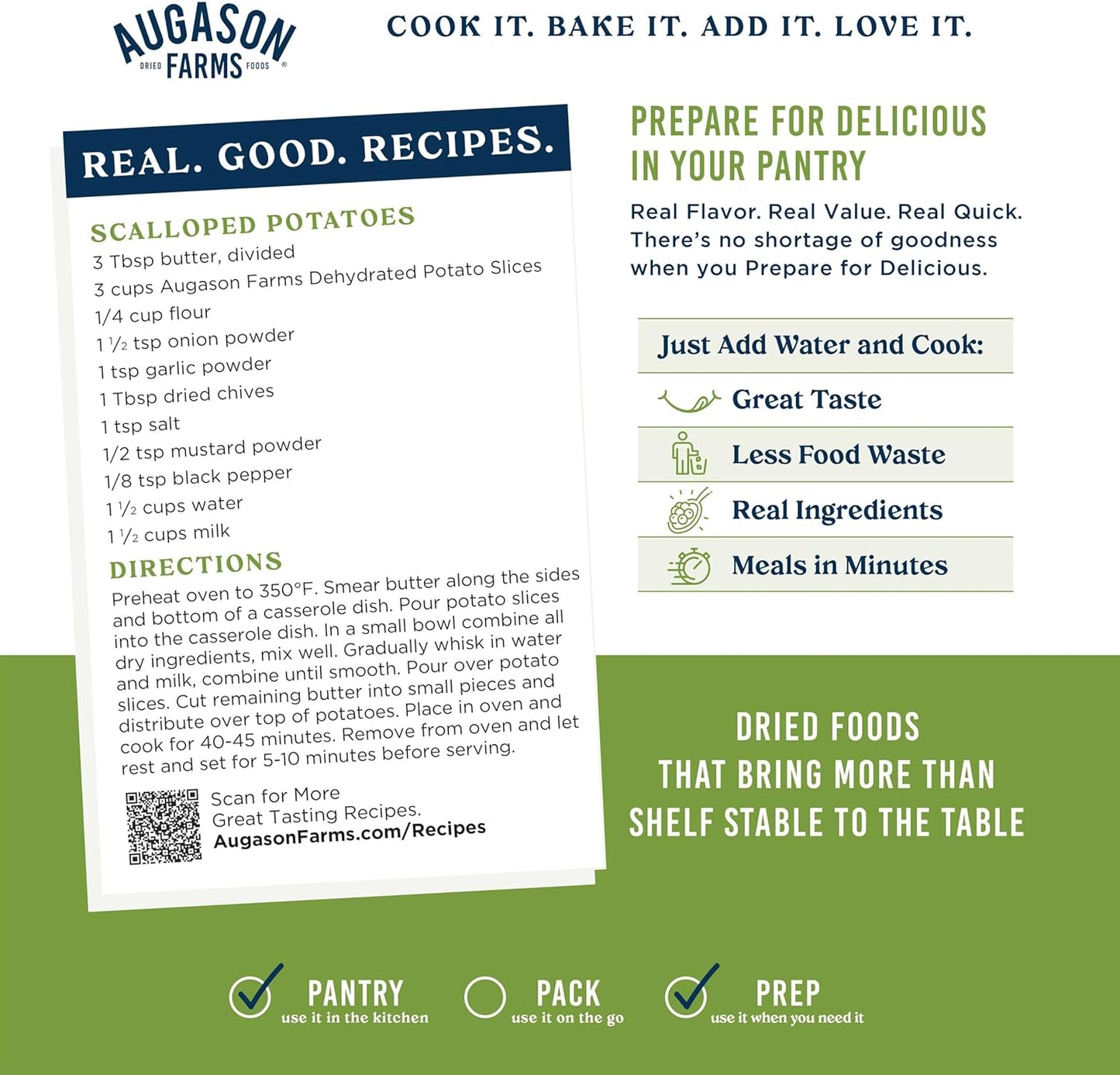 Augason Farms Dehydrated Potato Slices - Emergency Food Supply for Everyday Meals