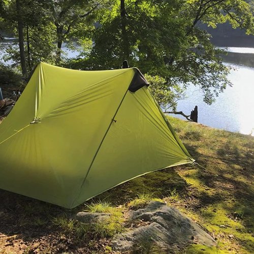 MOXIHIKE 3FULGEAR Lanshan 2 Tent 2 Person Ultralight Camping Tent, 3/4 Season Professional 15D Silnylon Rodless Tent for Camping, Climbing, Hiking (Green 3 Season)