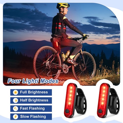 VIHOSE 8 Sets Ultra Bright LED Bike Light Set USB Rechargeable Bicycle Light for Night Riding 3 Light Modes Headlight for Bike Back Taillight for Men Women Bike Accessories Road Mountain