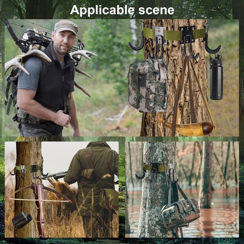 succulentlovers Tree Strap Gear Hanger Hunting - Tree Stand Bow Hangers Includes 4 Tree Gear Hooks & Tie Down Straps Tree Saddle Accessories Bow Hunting Gear for Hunting﻿