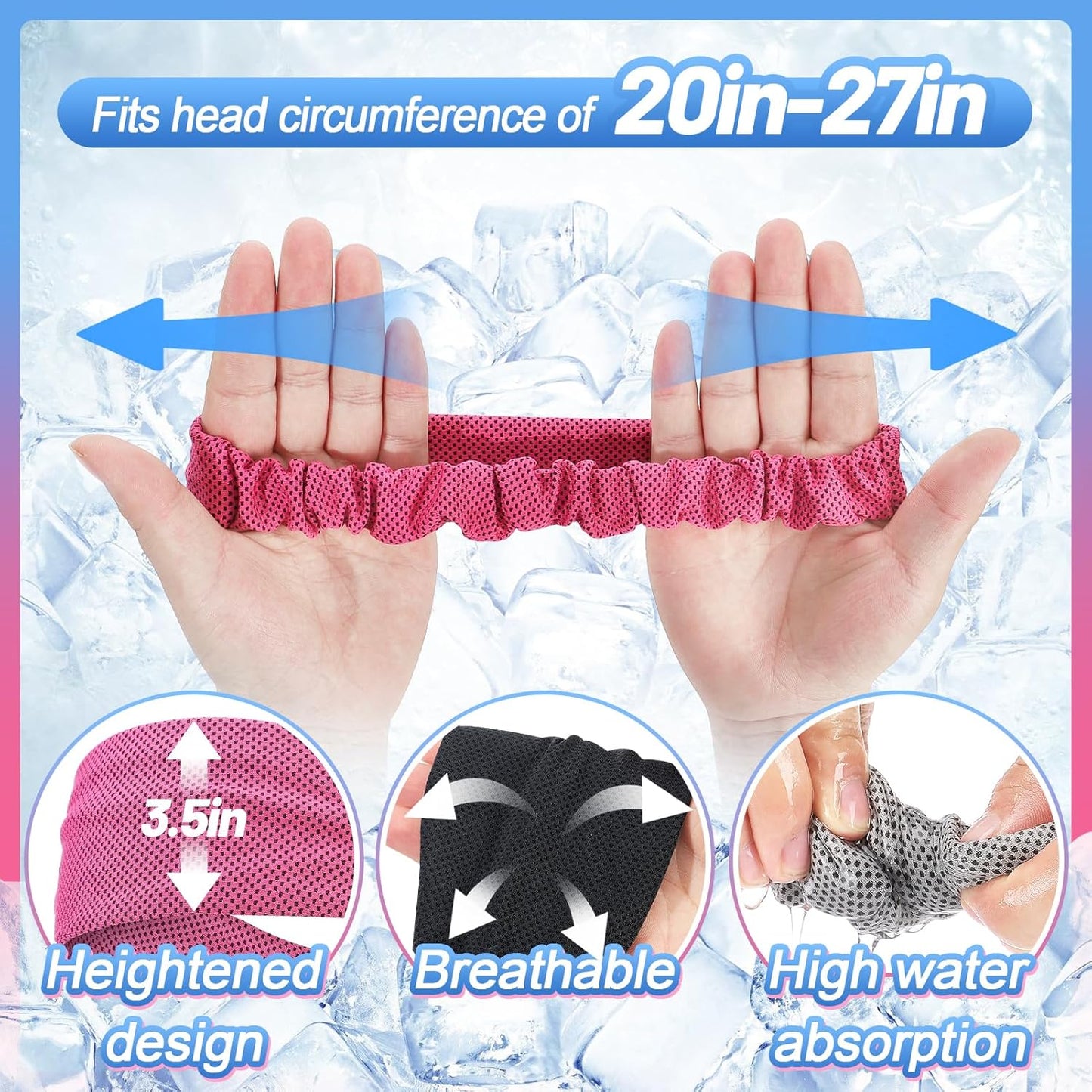 Cooling Headbands | 4-Pack Elastic Sweat Bands for Men & Women – Moisture-Wicking