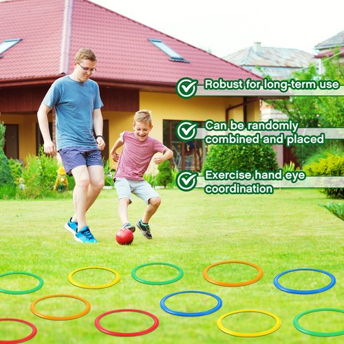Deekin 40 Pcs Agility Rings Speed and Agility Training Rings Exercise Speed Circle Jumping Hoops for Training Toss Equipment, 15"(Multicolored)