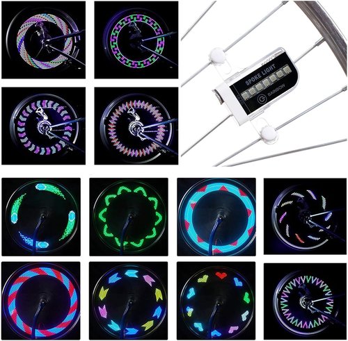 DAWAY LED Bike Wheel Lights - A12 Waterproof Cool Bicycle Tire Light, Safety Spoke Lights for Kids Boys Girls Men Women, 30 Fun Bright Patterns, Auto & Manual Dual Switch, with Battery