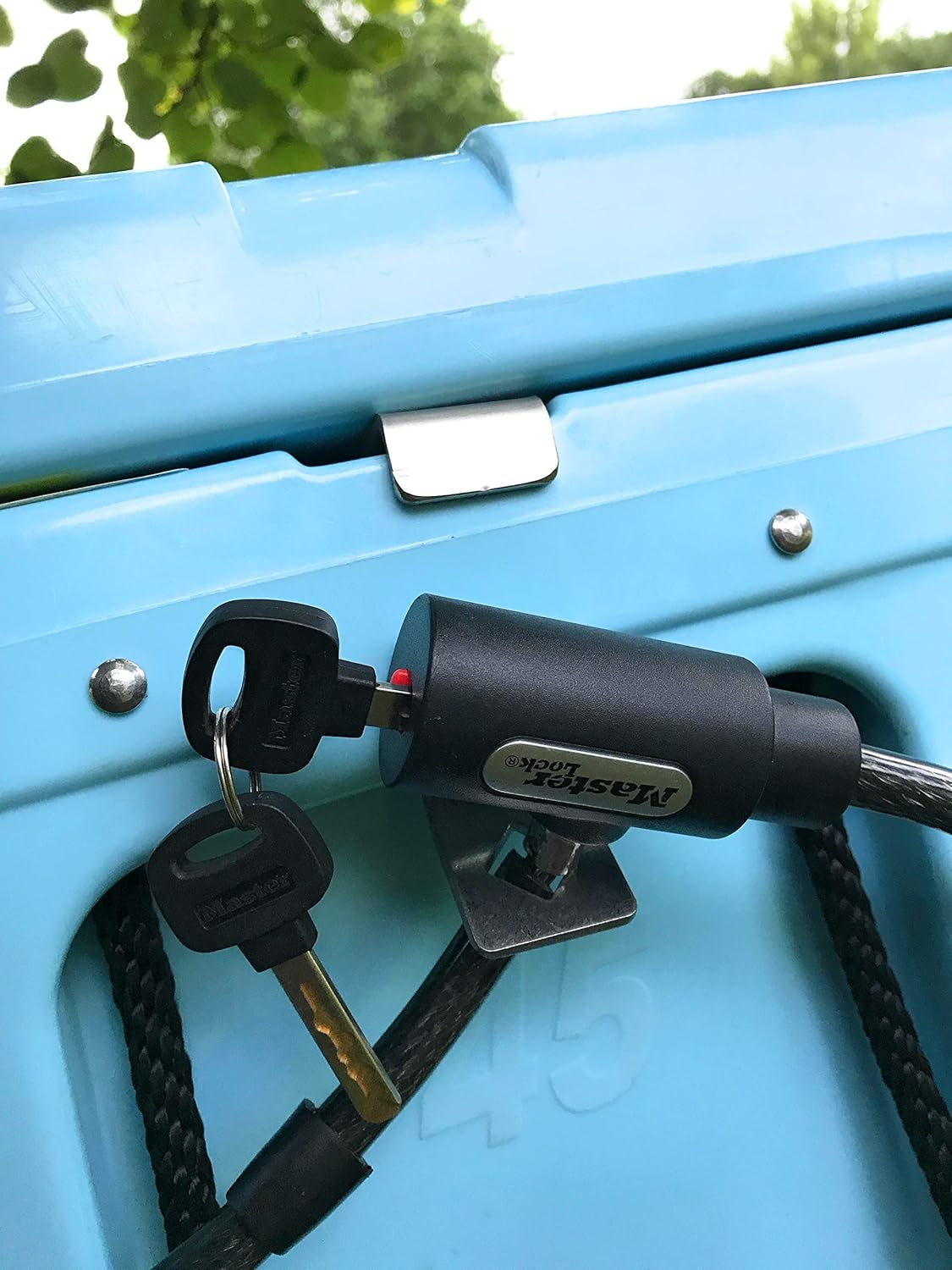 Universal Cooler Lock Bracket: Designed to fit mid to Large Rotomold Coolers (Made of Stainless Steel)
