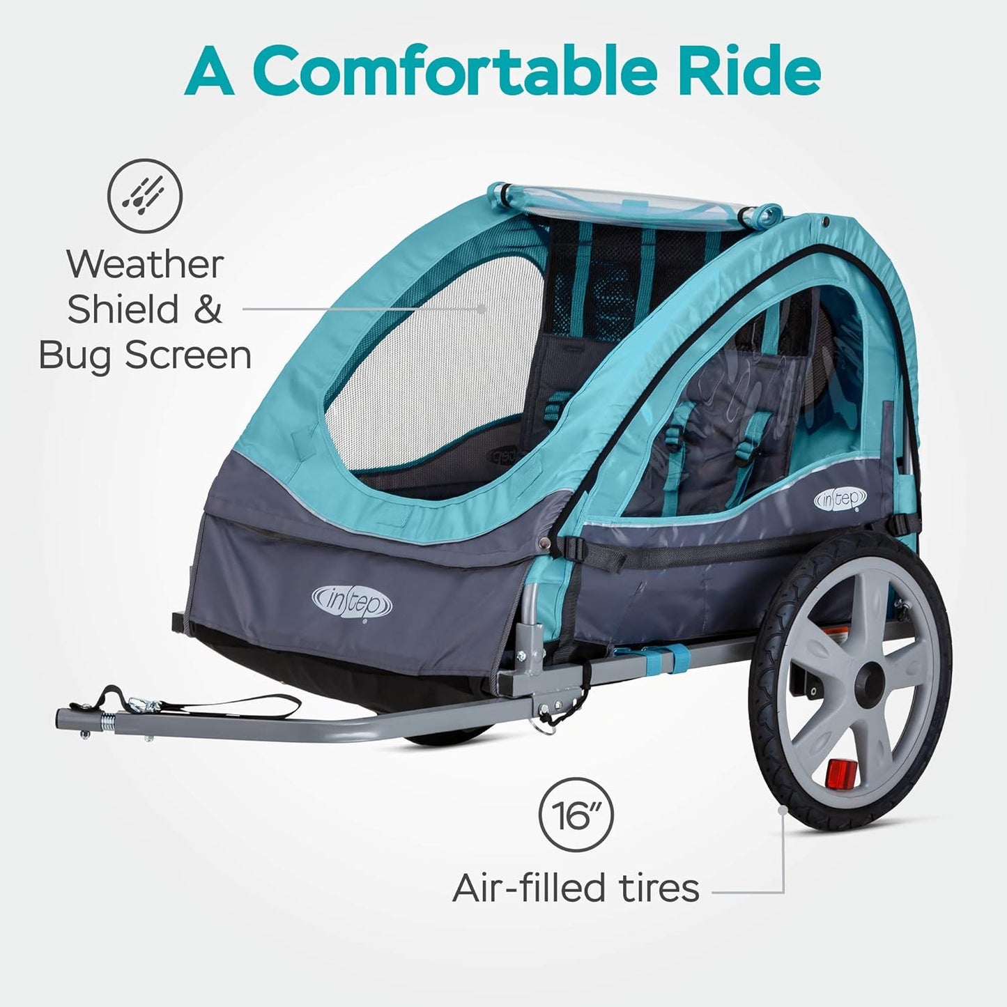 Take 2 or Sync Kids Bike Trailer, Single or Double Seat, Universal Coupler, Folding Frame, Quick-Release Wheels, Canopy with Bug Screen and Weather Shield, Bike Trailer for Kids