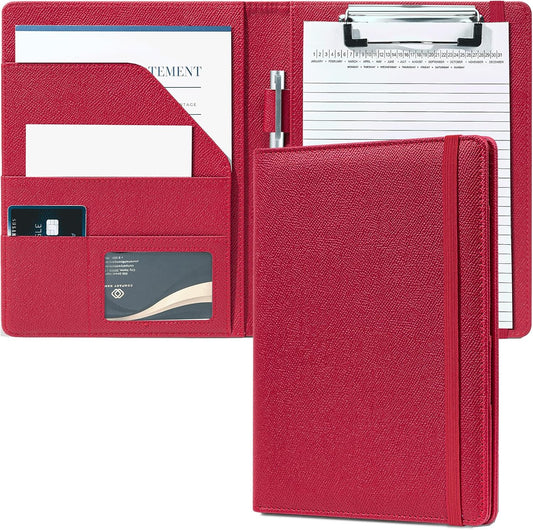 Small Clipboard Junior Padfolio Folio 7 x 9 Writing Pad Refillable, Mymazn Faux Leather Folder A5 for Notepad Legal pad 5 x 8 Junior Size Portfolio (Black)