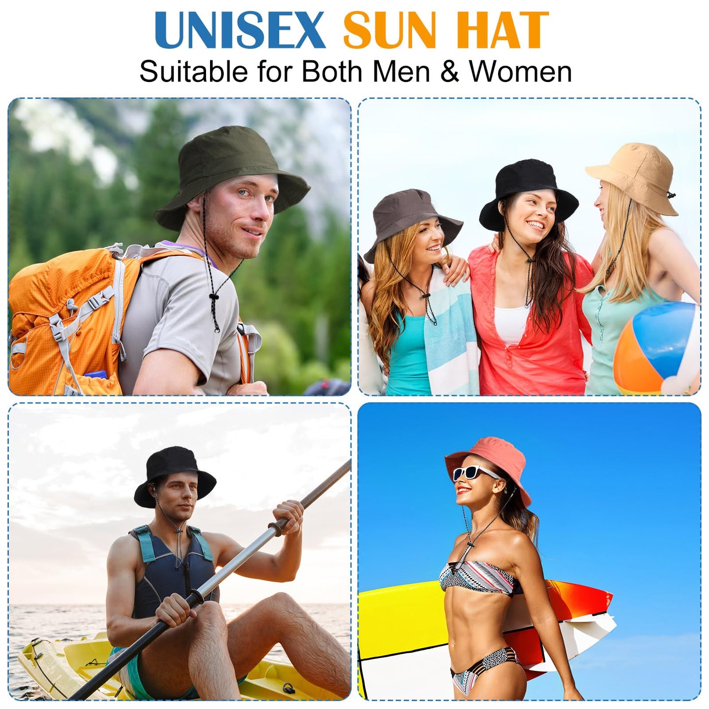JaGely 6 Pcs Waterproof Bucket Hat Sun Fishing Hat for Women Men Packable UV Protection Adjustable Beach Foldable Hiking Safari Caps