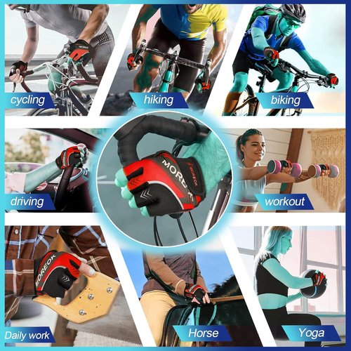 BIKINGMOREOK Mountain Bike Cycling Gloves for Men Women,Half Finger Workout Sports Road Biking Bicycle Gloves with 5MM Anti-Slip Gel Pads