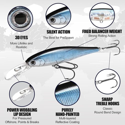 LUCKY CRAFT Pointer 78DD, Freshwater Lake Bass Fishing Lure, Jerkbait, Suspending, Tournament Winning, Deep Diver, Fishing Gear, Fishing Accessories, Fishing Tackle