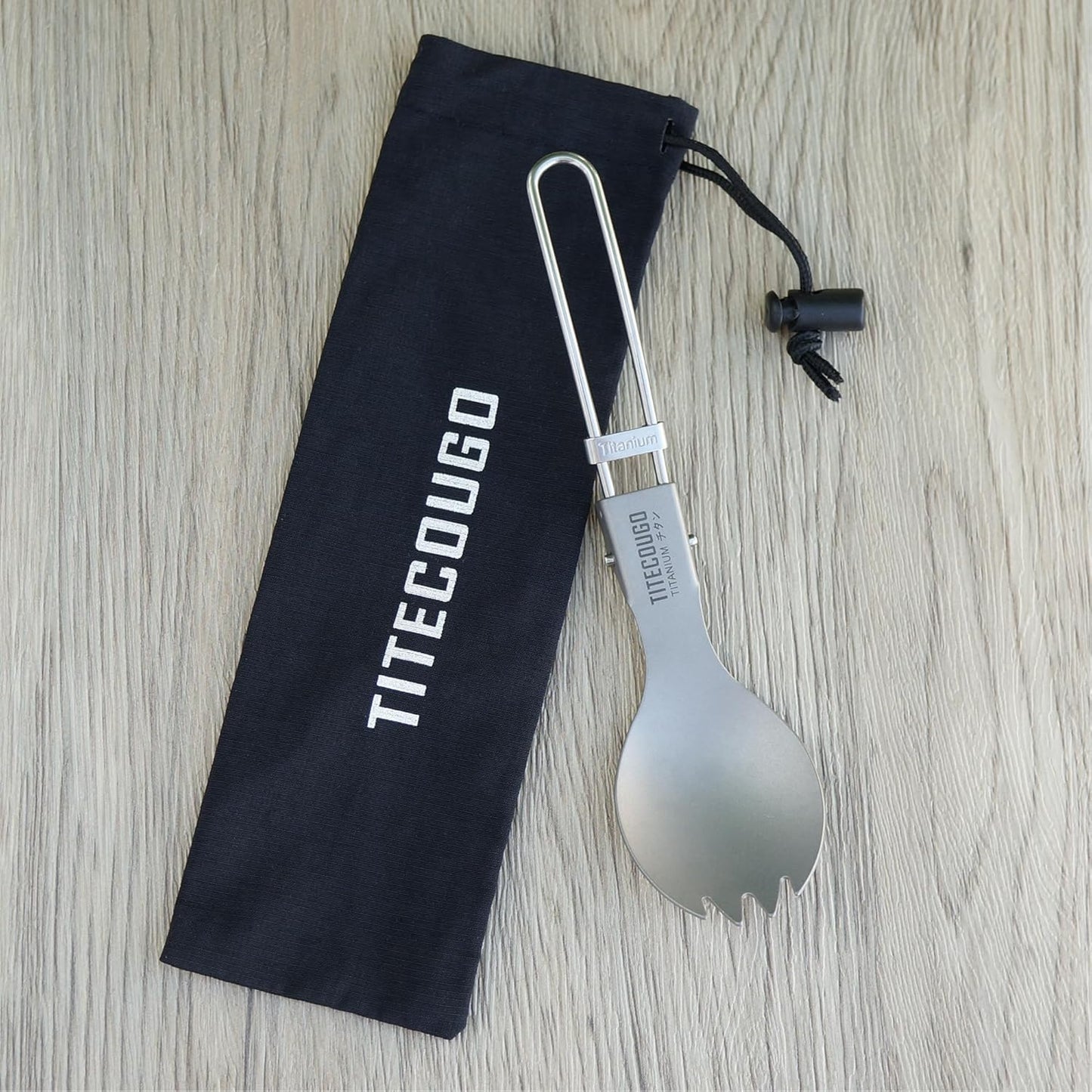 Ultralight Titanium Spork for Camping - Folding Spoon & Fork Combo, 18g