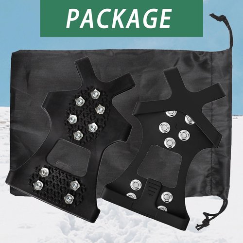 Ice Cleats Snow Traction Cleats Crampons for Shoes and Boots Non-Slip Overshoe Crampons for Women Men Walking on Snow and Ice(M)