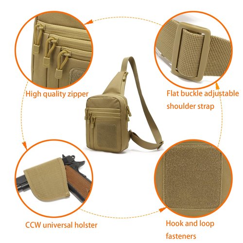 SXJWISHES Tactical Sling Bag for Men EDC Crossbody pack Tactical Shoulder Backpack Waist Bags for Women (Black)