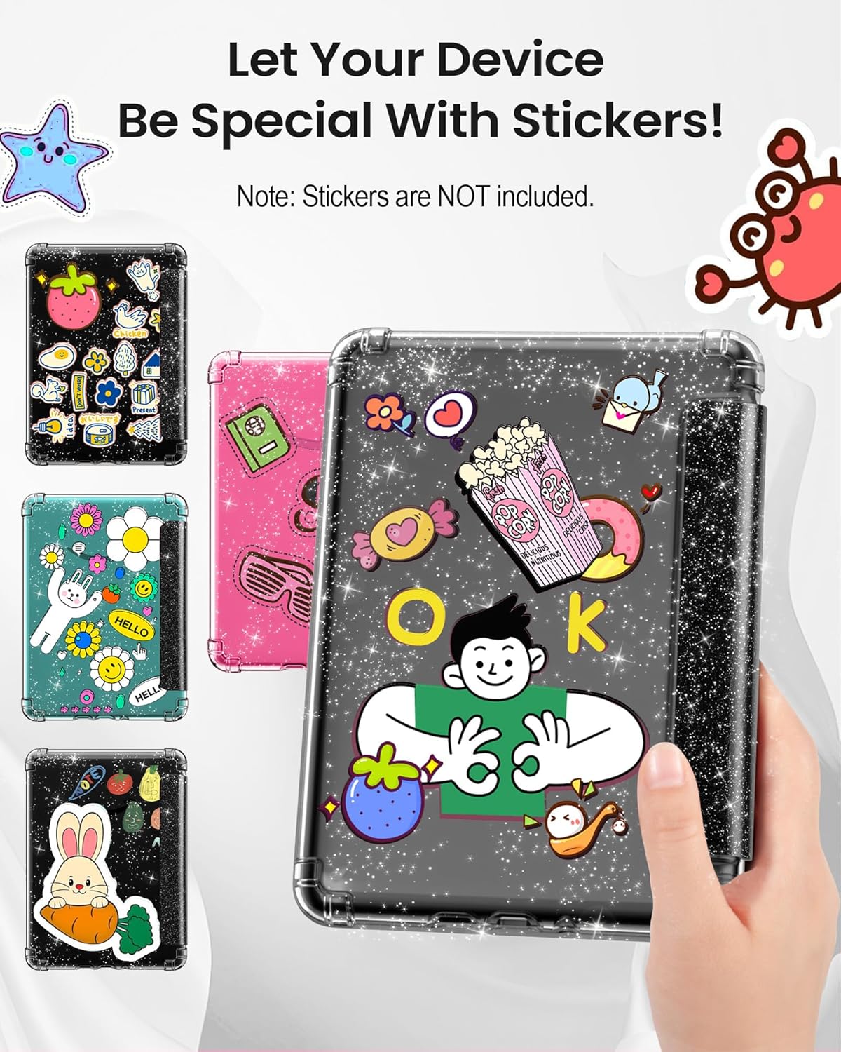 MoKo Case for All-New 7" Kindle Paperwhite 2024 12th Gen&Kindle Colorsoft Signature Edition 2024,Ultra Clear Soft Flexible Glitter TPU Back Cover Light Shell with Auto Wake/Sleep, Glitter Purple