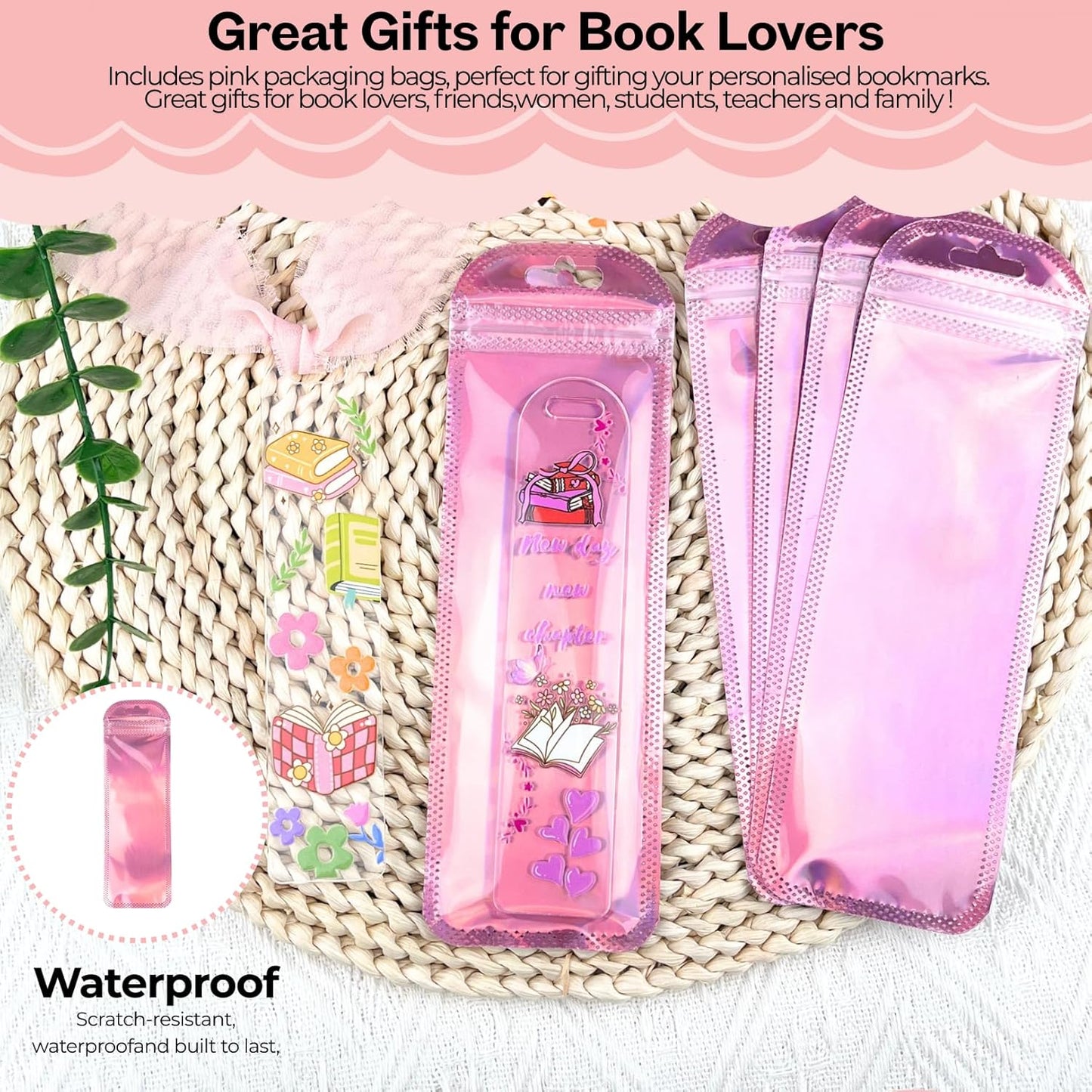 32 PCS Acrylic Bookmark Blanks(1mm Thick),Clear Acrylic Bookmarks with 32 Pcs UV DTF Sticker,32 Pcs Tassel, Suitable for DIY Your Crafts Gifts