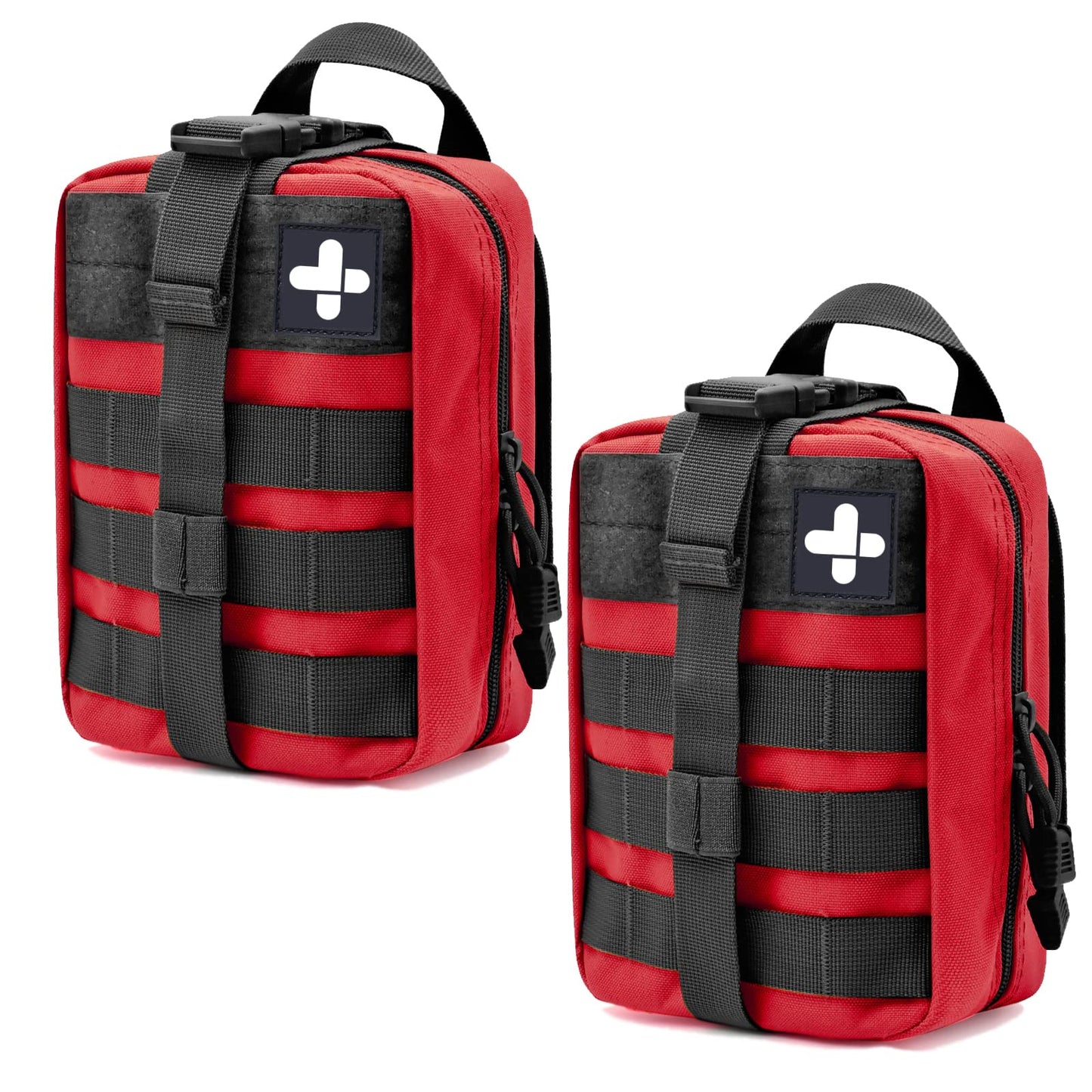 Gogoku 2-Pack First Aid Pouch 1000D Nylon Tactical Molle Medical Pouch Utility Pouch for Outdoor Activities Medical Supplies Bag Only Red