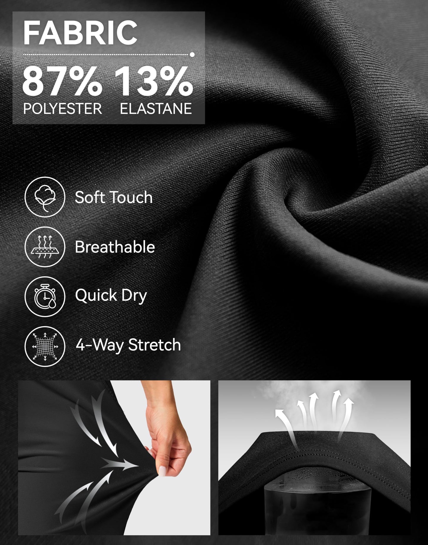 G Gradual Bermuda Shorts for Women with Pockets 10" Knee Length Womens High Waisted Long Shorts for Walking Athletic Workout(Black,XL)