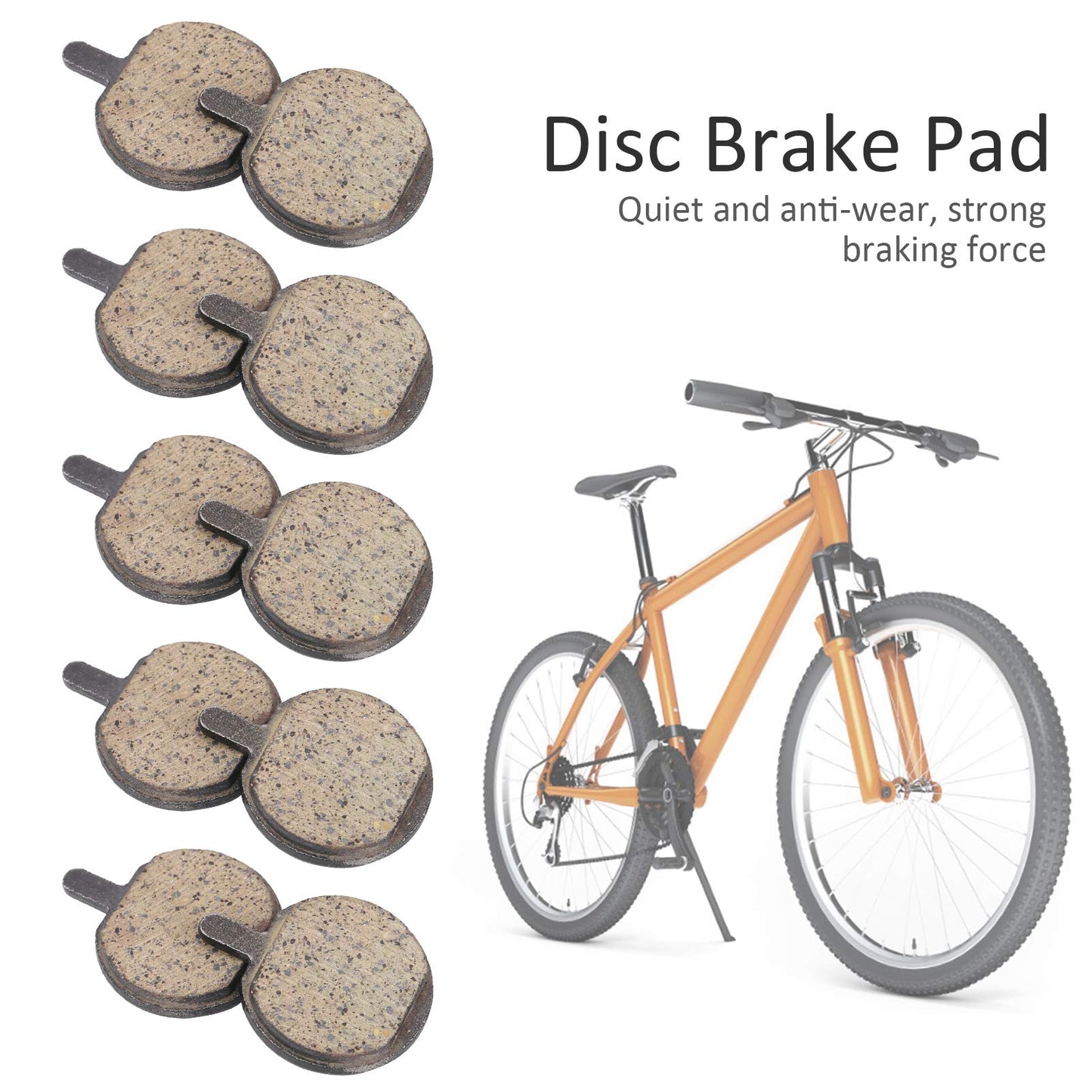 5Pairs Disc Brake Pads SemiMetallic High Temperature Resistance Cycling Parts for Mountain Bike