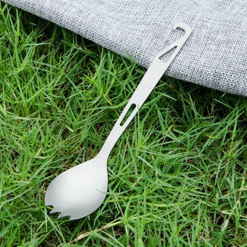 COMTAI 6.4-Inch Multifunctional Titanium Spoon, Fork and Spoon with Opener, Camping Gear for Outdoor, Backpacking and Hiking
