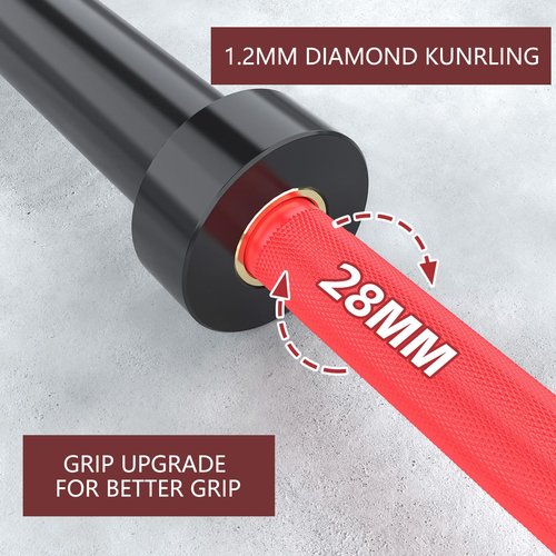 TECHNOAGE 7FT Olympic Barbell 1500LBS Capacity 45LB Solid Chrome Olympic Bar Barbell Load(2" Plate) for Weightlifting, Squats, Dead-Lifts, Presses, and Lunges (Black&Red)