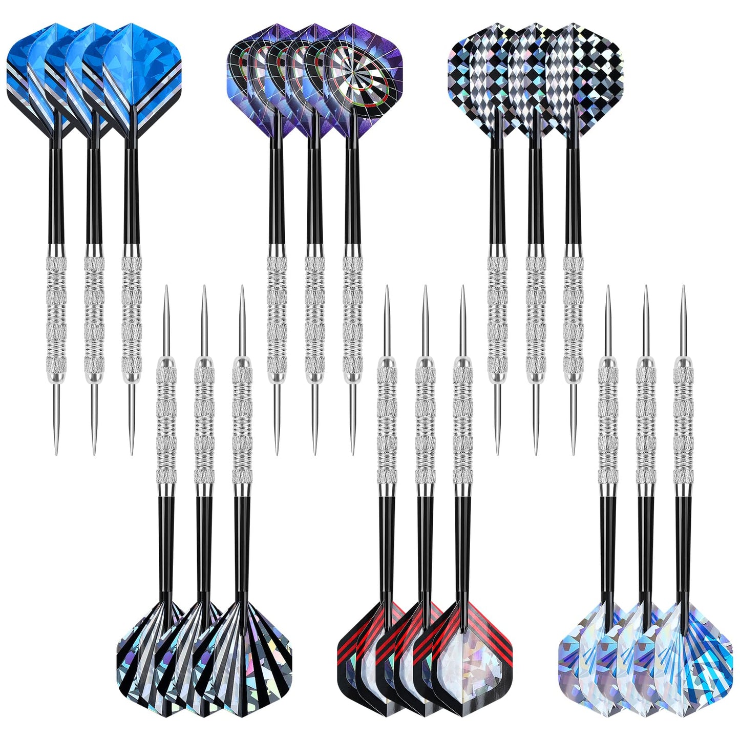 Accmor Metal Tip Darts, Steel Tip Darts, 14 Grams Professional Metal Darts, Darts Metal Tip Set, Metal Darts for Dartboard, 18 pcs ﻿