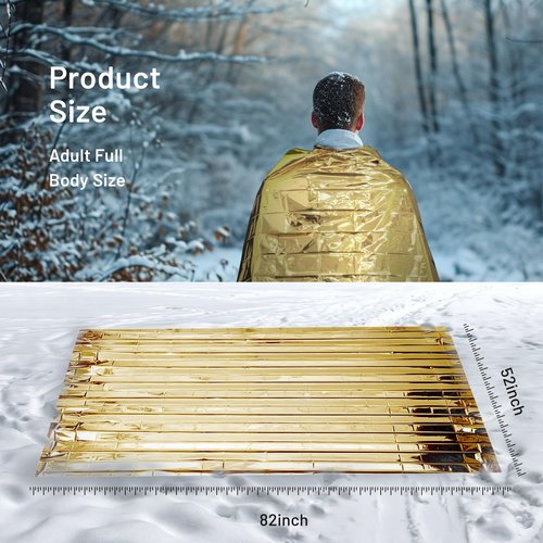 Griwonmy 6 Pack Survival Emergency Blanket, Updated Model Mylar Blankets, Space Blanket Gold and Silver, Suitable for Outdoor Sports, Wilderness Survival, Car Breakdown Emergency Use