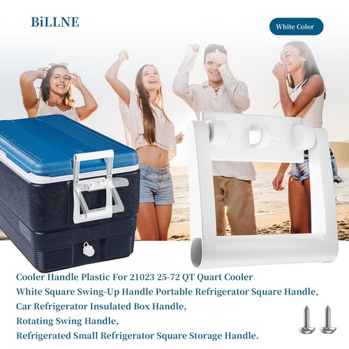 BiLLNE Cooler Replacement Handle,for 21023 25-72 Quart Cooler White Square Swing-Up Handle,White Plastic Cooler Replacement Handles