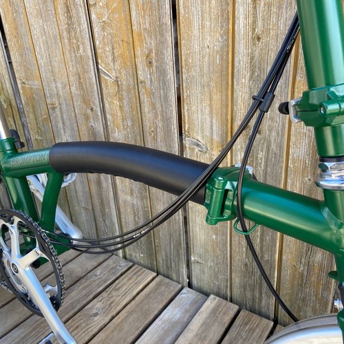Leather Frame Protector For Brompton Bicycle Long Velcro Version - Brompton Long Frame cover (Black)