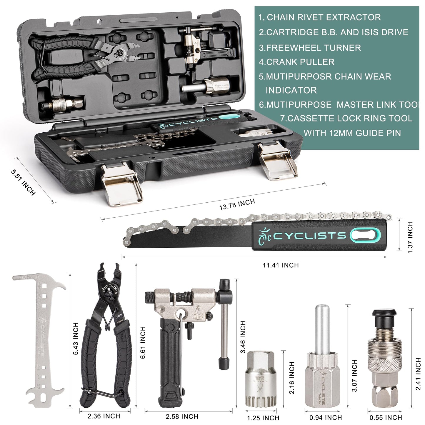 7 Piece Bike Tool Kit - Bike Tools Maintenance Repair Kit - Mountain/Road Bike Bicycle Repair Tool Kit With Storage Case