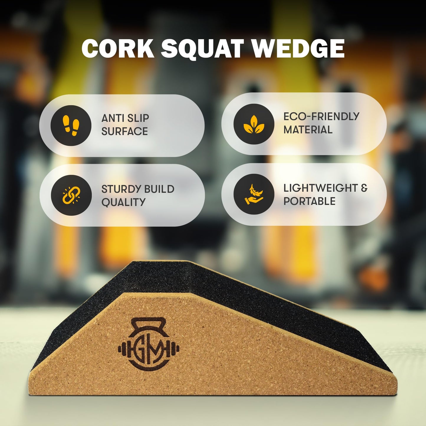 GENMERCH Cork Squat Wedge 2PCS | Squat Wedges for Weightlifting | Anti-slip Enhanced Grip Surface | Squat Wedge Calf Raise Yoga Block