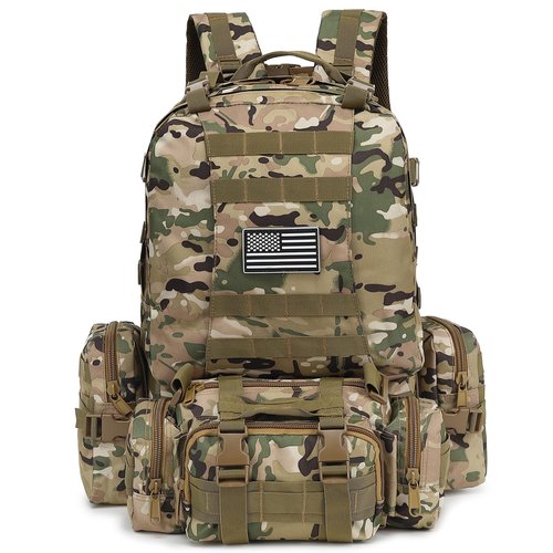Yusudan Tactical Backpack for Men Women, Large Waterproof Military Backpack Detachable Molle Backpack Army Assault Pack (CP Camo)
