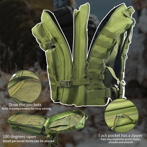 Tactical Backpack + First Aid Kit, Suitable For Camping, Mountaineering, Traveling, 47L Tactical Backpack For Men, Outdoor 3-Day Assault Military Backpack，Army, Hunting，Fishing Heavy Duty Backpack
