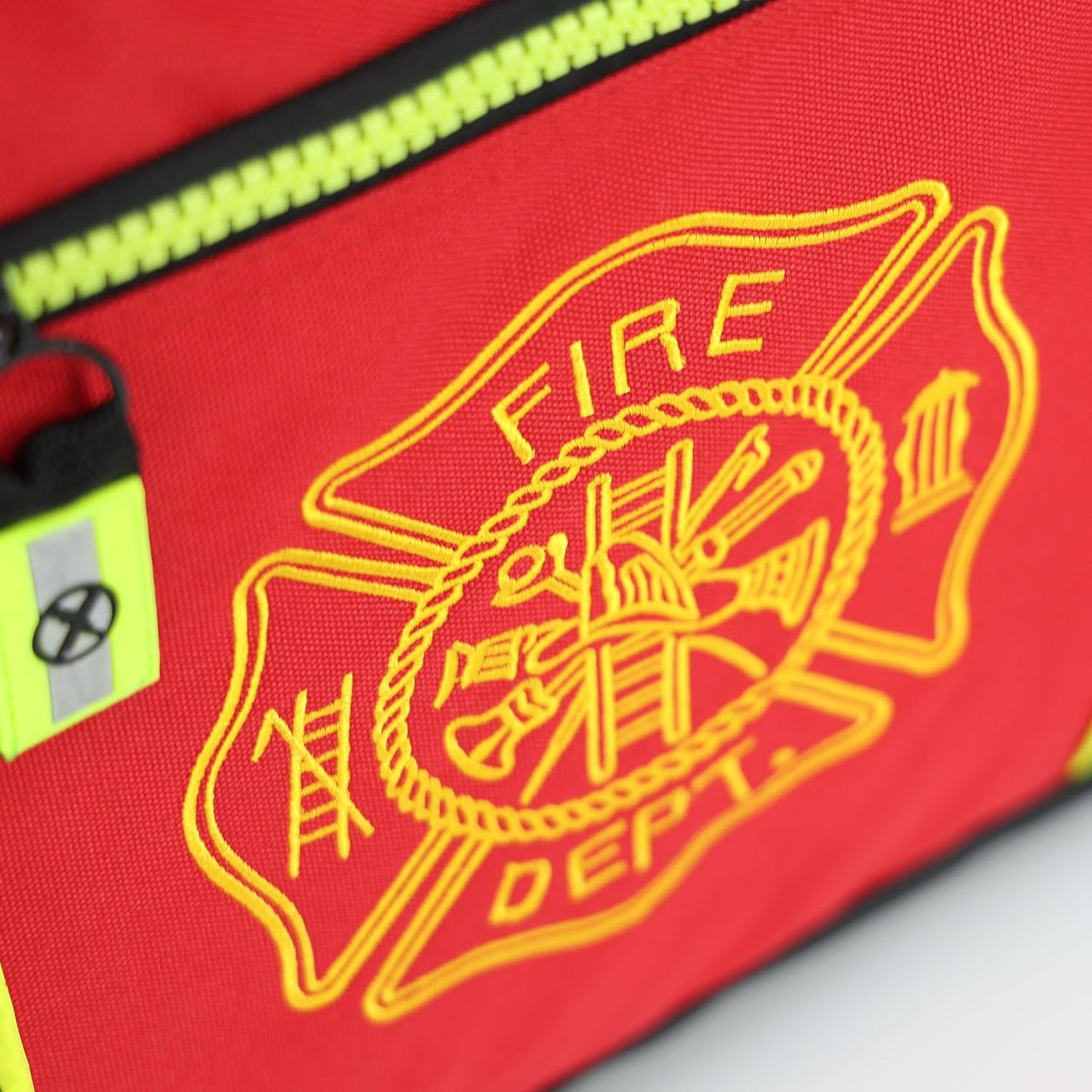 Lightning X Products Newly Redesigned Firefighter Fireman Quad-Vent Turnout Gear Bag with Helmet Compartment, Mesh Vents & Maltese Cross for First Responder (Red)