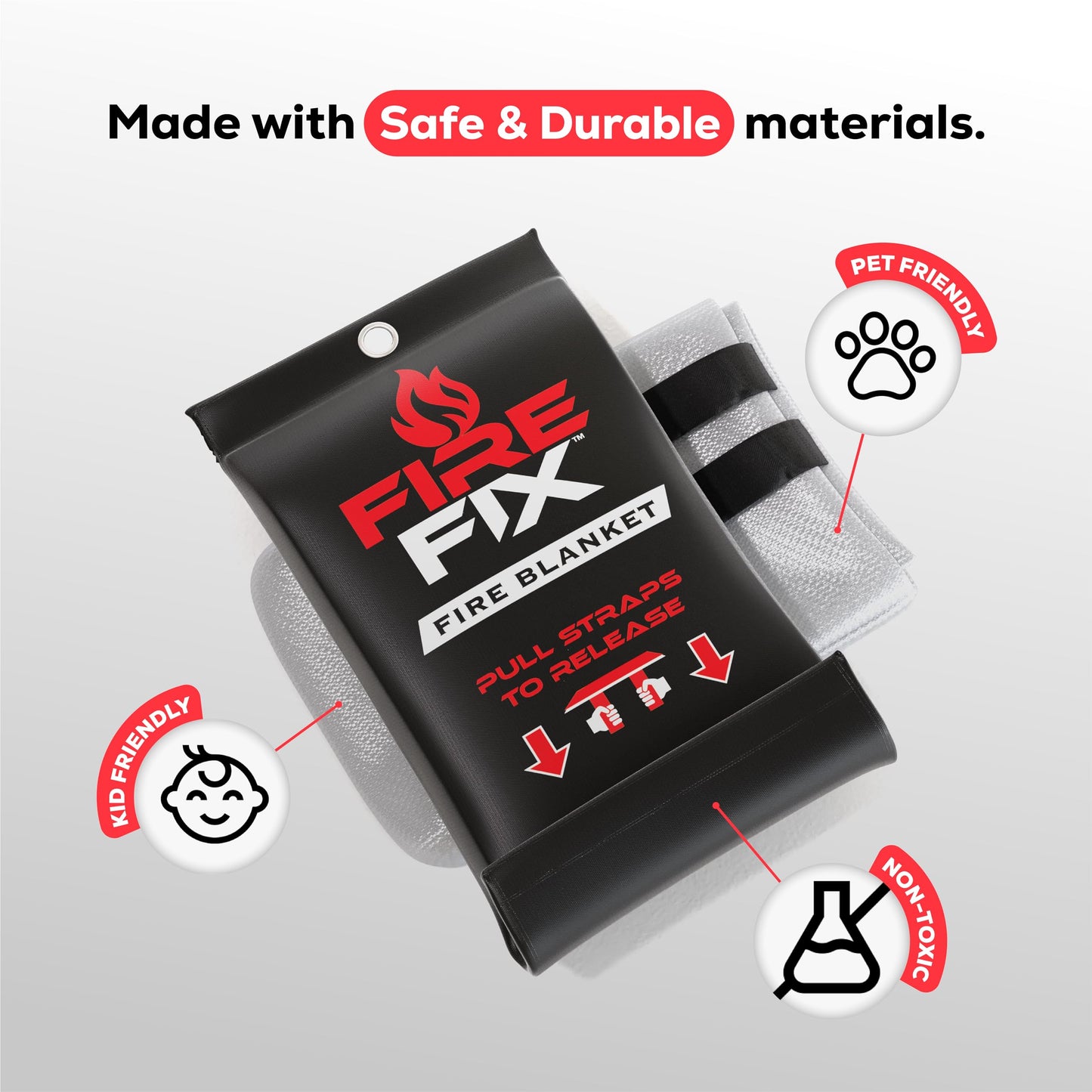 Fire Fix Emergency Fire Blanket for Home & Kitchen | 1-Pack + Mount | Fire Extinguisher for Camping Gear, Car Safety, Hiking, Survival Kit & Welding | Flame Retardant Preparedness Supplies 39" x 39"