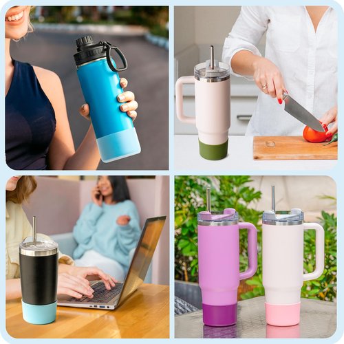 Prurex 2 Pack Silicone Boot Protector | Compatible with Owala 24/40oz Travel Tumbler, 12oz Kids Insulation & 14oz Flip Water Bottle | Fits 2.75-2.85" Base | Noise Resistant (Teal)