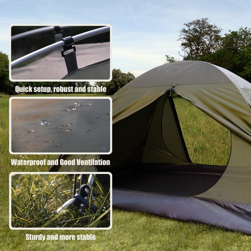 Backpacking Tent for Camping 2/3/4 Person Hiking Ultralight Tent for Waterproof Windproof Outdoor Two Doors Tents Easy Quick Setup Lightweight Tent Instant Tent (Green, 2 Person)