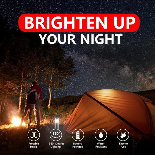 LED Camping Lantern ,Battery Powered Hanging Lanterns for Camping Hiking,Hurricane ,Power Outages,2-Pack