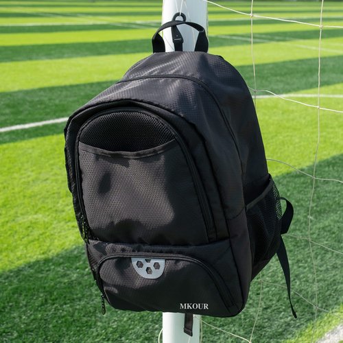 Mkour Soccer Bag-Backpack for Football Basketball Volleyball, Soccer Bags with Ball Compartment and Ball Holder (Orange)