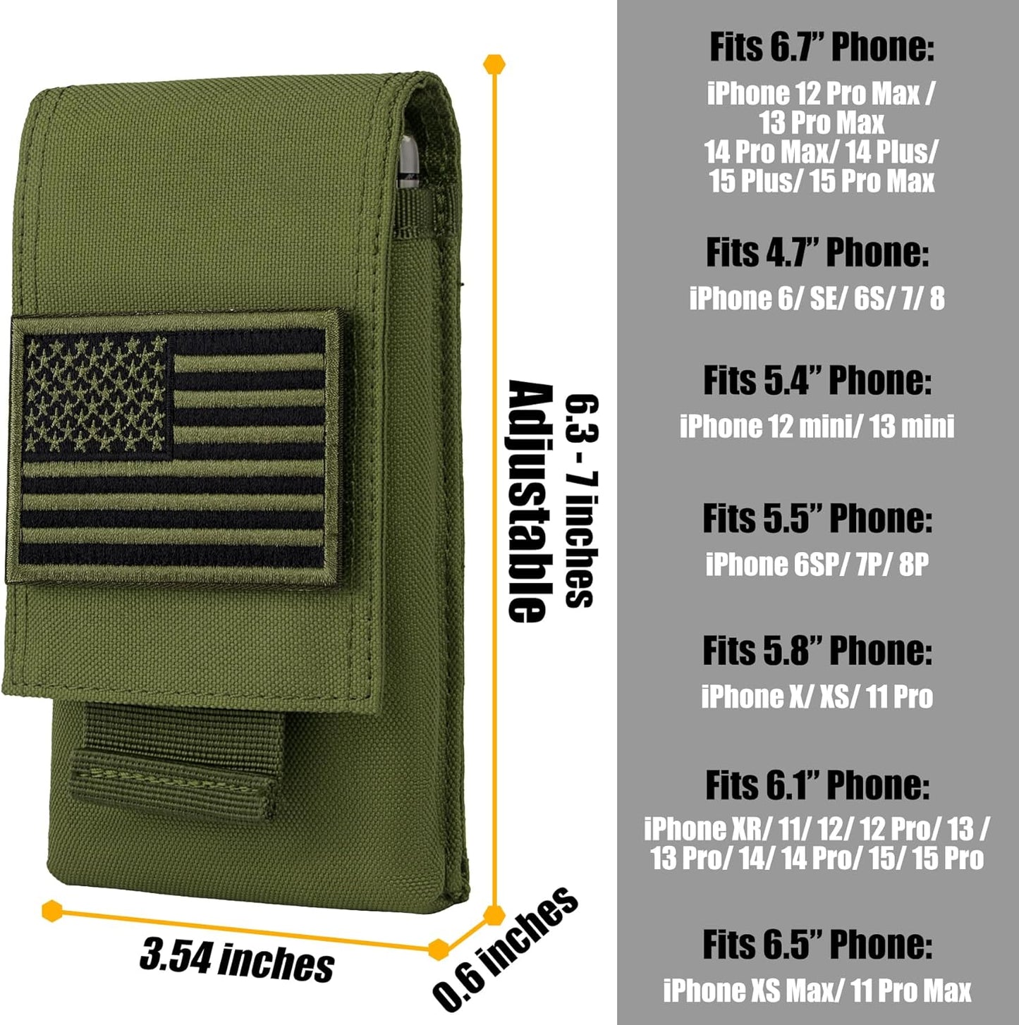 IronSeals Tactical Molle Phone Pouch Holster Waist Belt Pouch with Pull Tab for iPhone 16 Pro Max/16 Pro/16/15 Pro Max/14 Pro Max/ 13 Pro Max/ 12 Pro Max/ 11 Pro Max