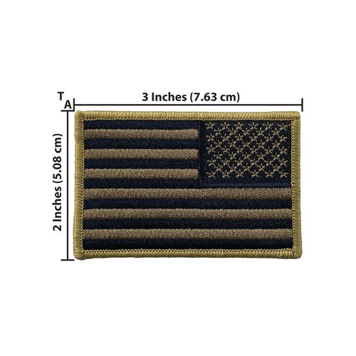 USA American Flag Patch 3 x 2 Templar Armoury - Premium Embroidered - Hook and Loop - Desert Camo - United States of America - Military Uniform - US Flag Patch - Black and Gold (Right Side)