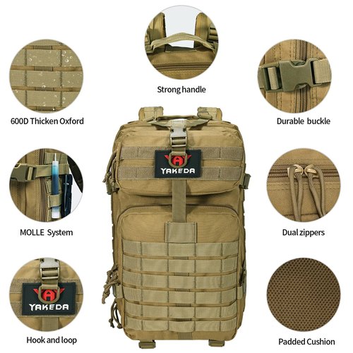 BOMTURN Tactical Military Backpack Molle Bag: 45L Waterproof Large Backpack Rucksack Army 3 Day Assault Survival Bag Pack