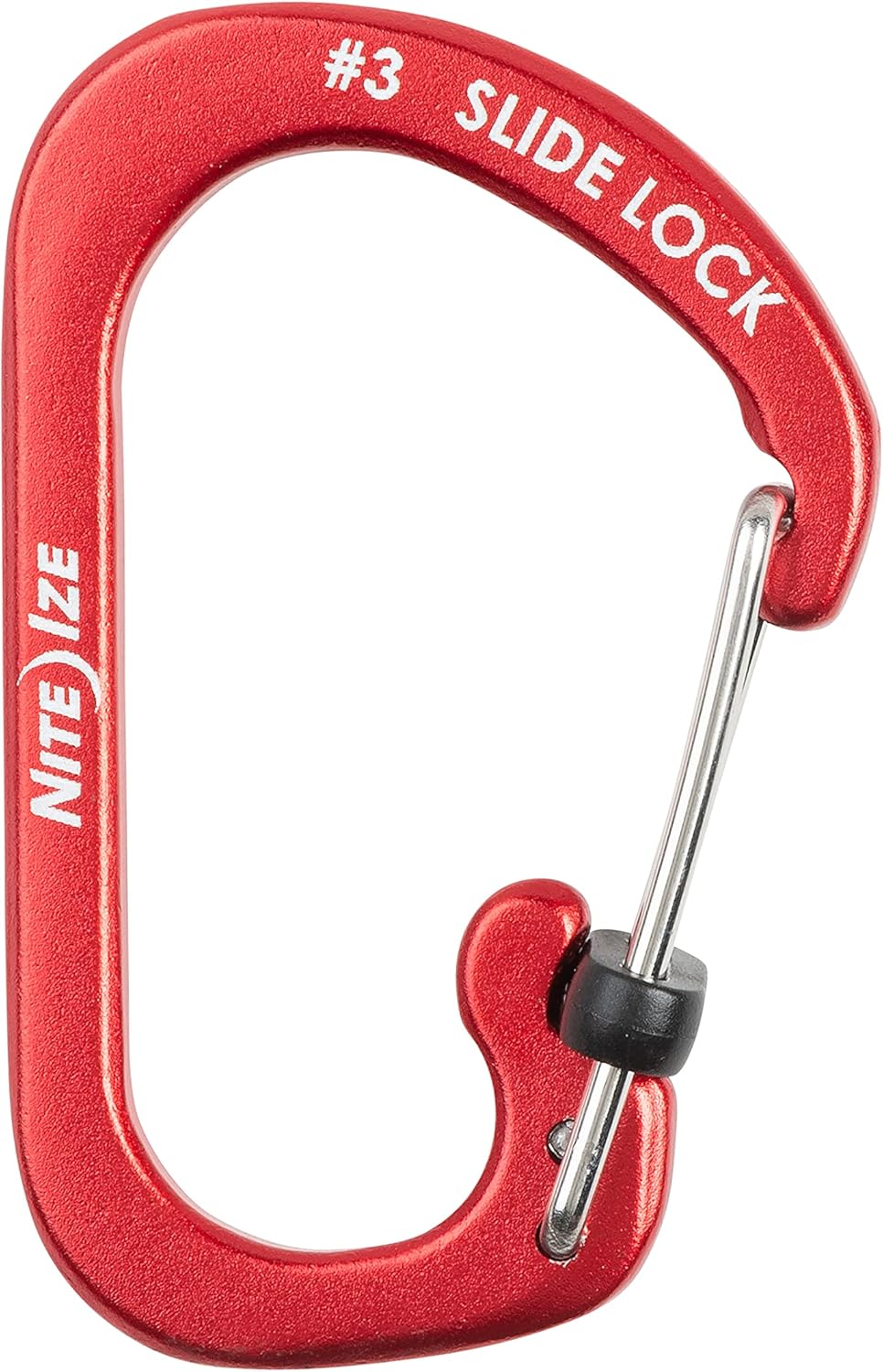Nite Ize Size-3 S-Biner SlideLock Carabiner, Locking Carabiner Key Chain, Aluminum, Red
