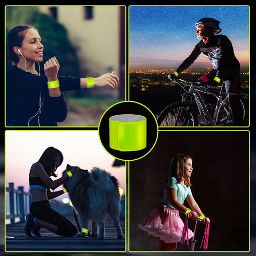 CKKAPTURE 20 Pcs Reflective Bands Snap Bracelets - Enhance Safety for Children, School Bags, Keys, Prams, Hiking, Joggers, and Cyclists