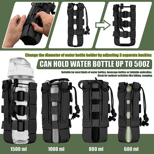 MAYMII Molle Water Bottle Pouch Bottle Carrier Bag Minimalist Adjustable Straps Kettle Pouch Belt Tactical Water Bottle Holder for 17-50 Oz Water Bottle (ACU)