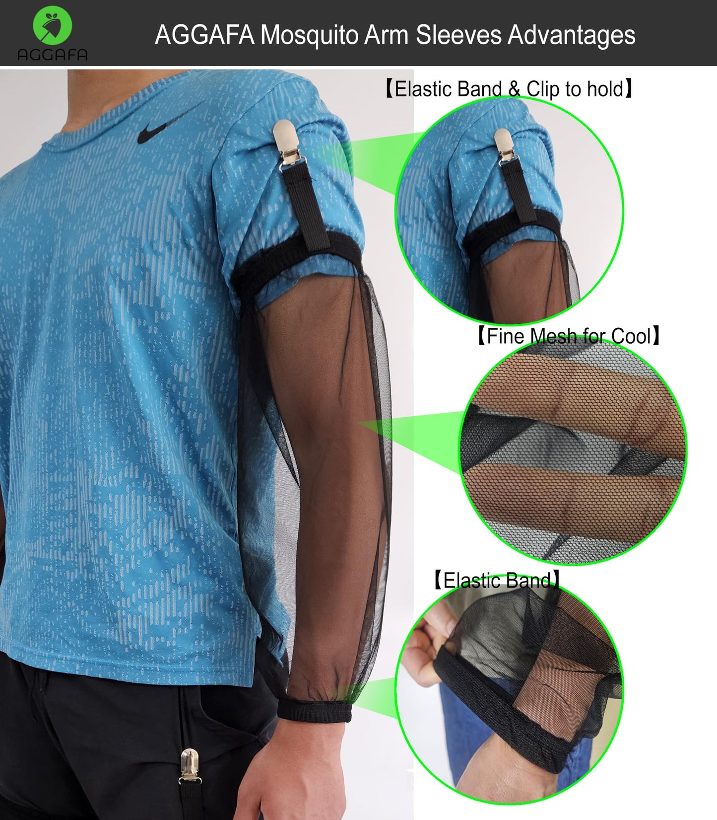 AGGAFA Mosquito Arm sleeves, Providing a physical barrier to help keep mosquitoes and bugs away from your arms when Outdoor Activities such as Gardening Farming Fishing Camping (Small Size)