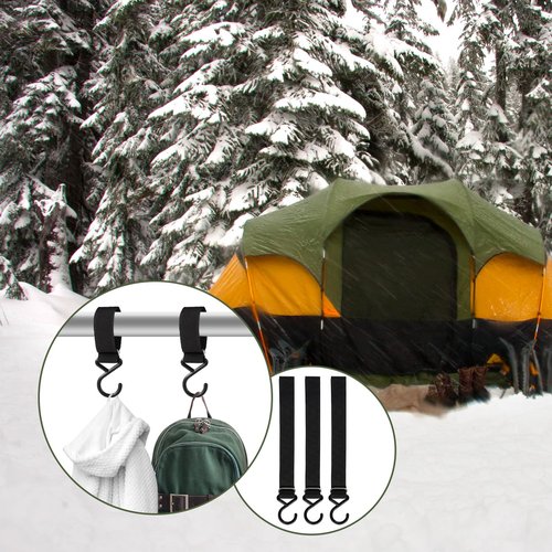 lasuroa 12pcs Ice Fishing Coat Hooks, Ice Fishing Shelter Coat Hooks Ice Fishing Shelter Accessories Hanging Storage for Ice Fishing Tents Hunting Accessories Outdoor Camping (Black)
