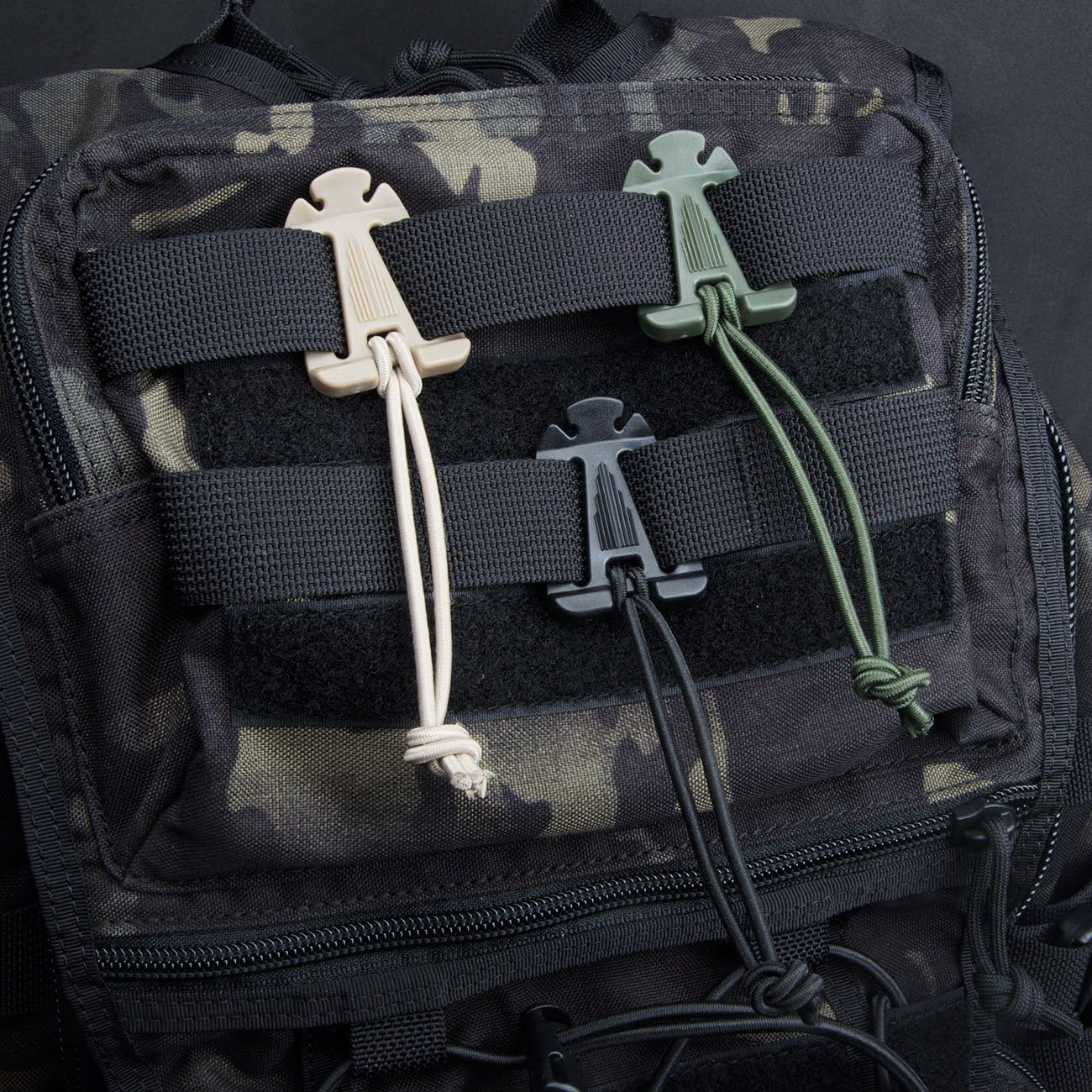 DYZD Molle Web Dominators with Elastic String, Durable Tactical Strap Management Tool, Backpack Accessories, Tactical Gear Clip, Multipurpose Fastener